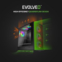 EVOLVEO Panthera, mATX/6x ARGB 120/dřevo+sklo