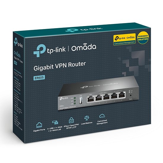 TP-Link ER605 v2 Gb Multi-WAN VPN router, port USB, Omada SDN