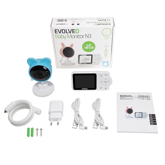 EVOLVEO Baby Monitor N3, dětská videochůvička, modrá