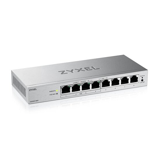 Zyxel GS1200-8HP v3, 8 Port Gigabit PoE+ webmanaged Desktop Switch, 4x PoE, 68 Watt