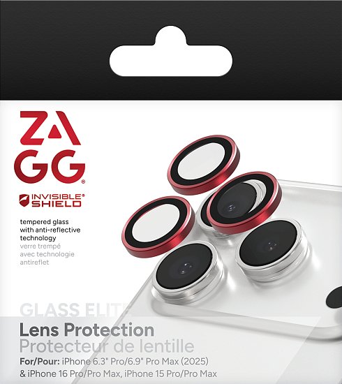 ZAGG Ochranná čočka Premium pro Apple iPhone 17 Pro/Pro Max 16 Pro/Pro Max/15 Pro/Pro Max - červená