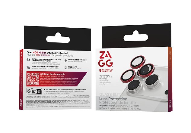 ZAGG Ochranná čočka Premium pro Apple iPhone 17 Pro/Pro Max 16 Pro/Pro Max/15 Pro/Pro Max - červená