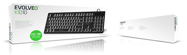 EVOLVEO K1010, klávesnice s bílým podsvícením,