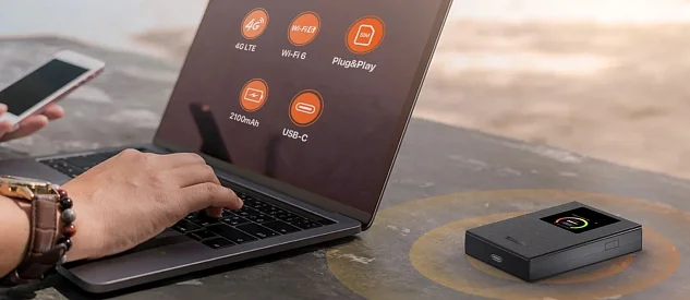 Tenda 4G185v4 4G LTE Mobile AX300 Wi-Fi 6 battery modem router, LCD, WPA3, USB-C