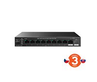 Tenda TEG1110PF-8-120W PoE+ AT switch 8xPoE 802.3af/at + Uplink RJ45 + SFP port, 110W, PoE+, fanless