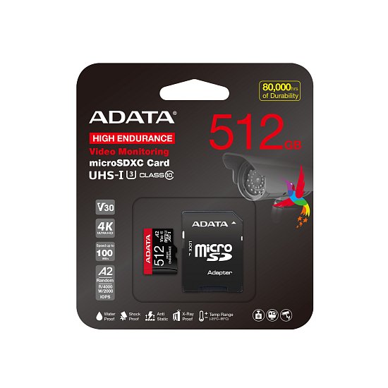 Adata High Endurance/Micro SD/512GB/UHS-I U3 / Class 10/+ Adaptér