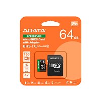 Adata Speed Plus/Micro SD/64GB/UHS-I U3 / Class 10/+ Adaptér