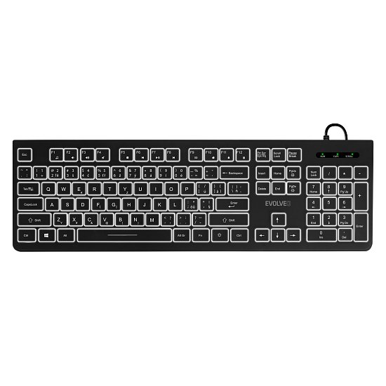 EVOLVEO K1010, klávesnice s bílým podsvícením,