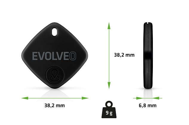EVOLVEO TrackTag, Bluetooth lokátor s Apple Find My, černý