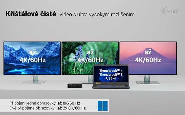 i-tec Thunderbolt5 Quattro Display Docking Station, 5x USB, 2.5 GLAN, Power Delivery 140W