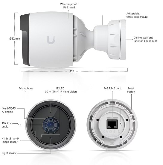 Ubiquiti UVC-G6-Bullet-W - UniFi Protect G6 Bullet, bílá