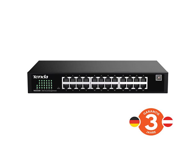 Tenda TEG2224D Websmart L2 cloud managed switch, 24x 10/100/1000 Mbps, Kov, Fanless-bez ventilátorů