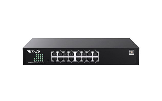 Tenda TEG2216D Websmart L2 cloud managed switch, 16x 10/100/1000 Mbps, Kov, Fanless-bez ventilátorů