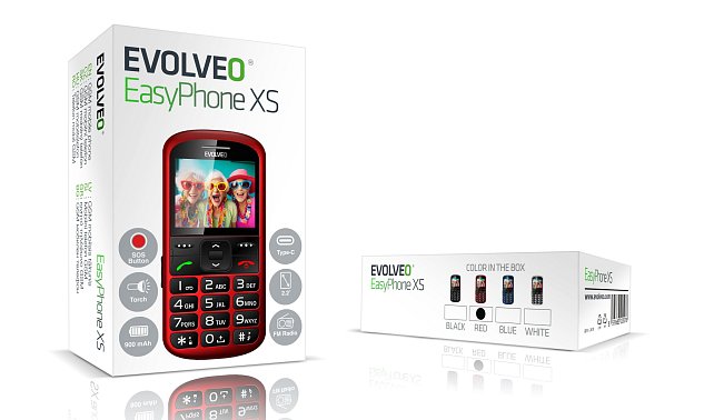 EVOLVEO EasyPhone XS, mobilní telefon pro seniory, červený