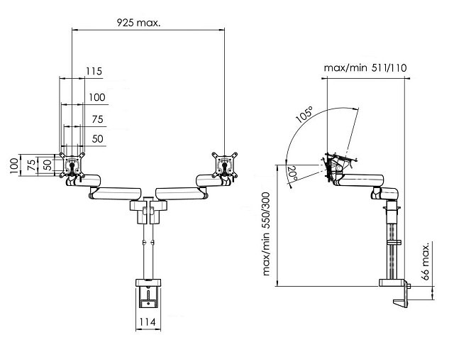 Stojan na 2 monitory Vogel's MOMO 2237 B