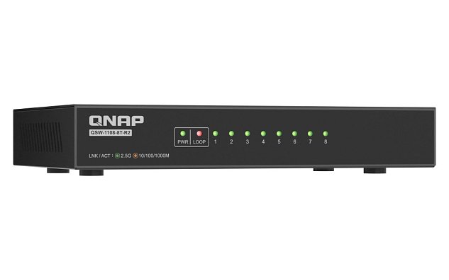 QNAP switch QSW-1108-8T-R2 (8x 2,5GbE port, pasivní chlazení, podpora 100M/ 1G/ 2,5G)
