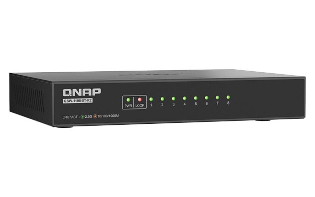 QNAP switch QSW-1108-8T-R2 (8x 2,5GbE port, pasivní chlazení, podpora 100M/ 1G/ 2,5G)