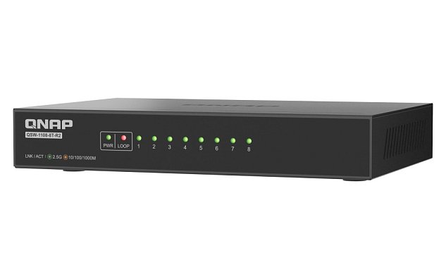 QNAP switch QSW-1108-8T-R2 (8x 2,5GbE port, pasivní chlazení, podpora 100M/ 1G/ 2,5G)