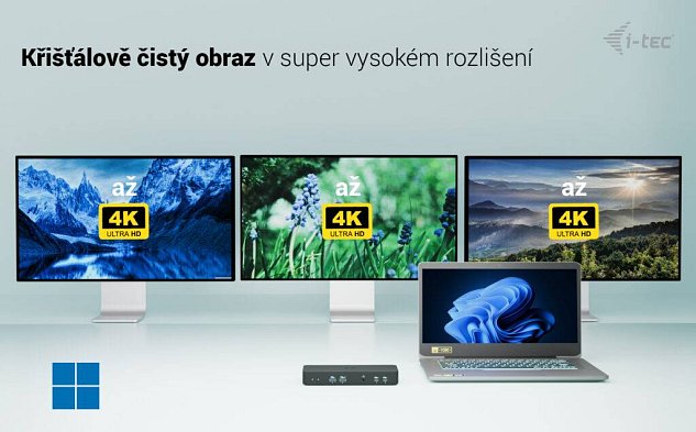i-tec USB-C Intelligent Triple Display Docking Station, Power Delivery 100W
