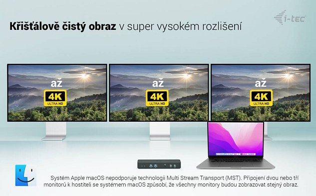 i-tec USB-C Intelligent Triple Display Docking Station, Power Delivery 100W