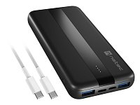 Power banka Natec TREVI SLIM Q V2 10000mAh, 2X USB-A 18W, 1X USB-C 20W, USB-C - USB0-C kabel, černá