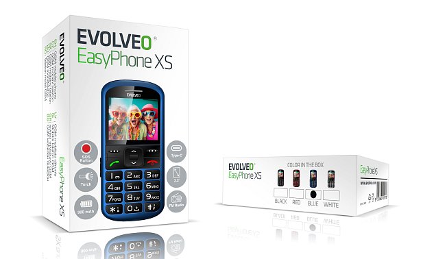 EVOLVEO EasyPhone XS, mobilní telefon pro seniory, modrý