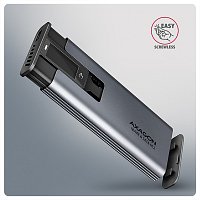 AXAGON EEM2-SD2 USB-C 10Gbps - M.2 NVMe & SATA SSD kovový DISPLAY box, bezšroubkový