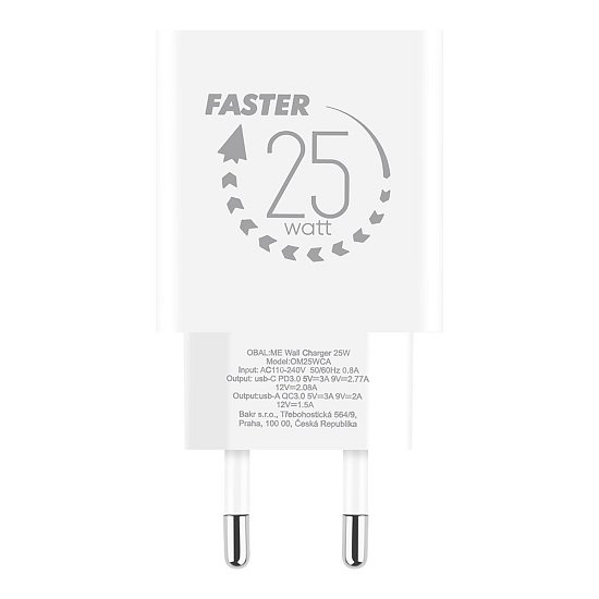OBAL:ME Cestovní Nabíječka USB-A + USB-C 25W White