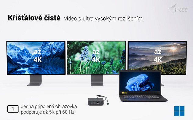 i-tec USB-C DP Dual HDMI Docking Station, Power Delivery 100W