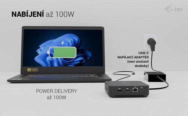i-tec USB-C DP Dual HDMI Docking Station, Power Delivery 100W
