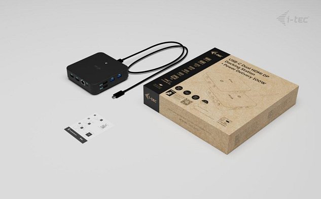 i-tec USB-C DP Dual HDMI Docking Station, Power Delivery 100W