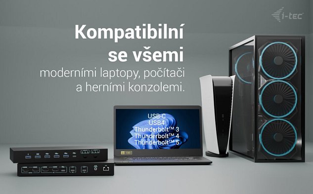 i-tec USB-C KVM Docking station for 3 Hosts, Dual Display, 2x Power Delivery (1x 92W/2x 65W)