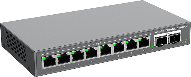 Grandstream GWN7721 L2 Lite managed switch, 8x 2.5GbE RJ45, 2x 10G SFP+