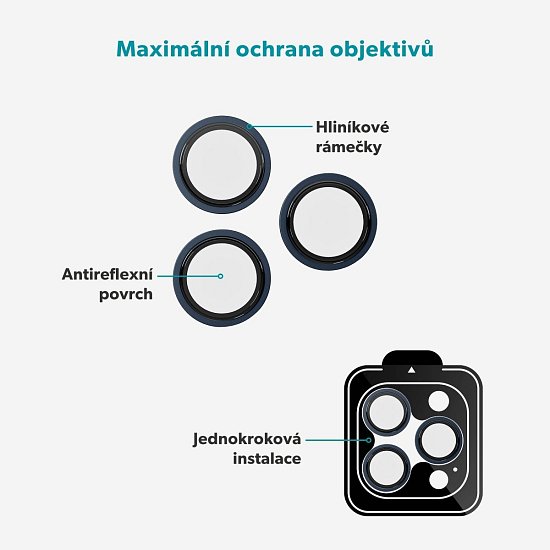 Epico Alu Lens iPhone 17 Pro/Max - modrá