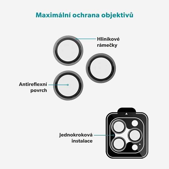 Epico Alu Lens iPhone 17 Pro/Max - stříbrná