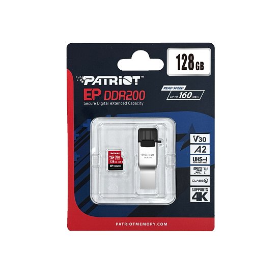 Patriot EP DDR200 + čtečka/Micro SDXC/128GB/UHS-I U3 / Class 10