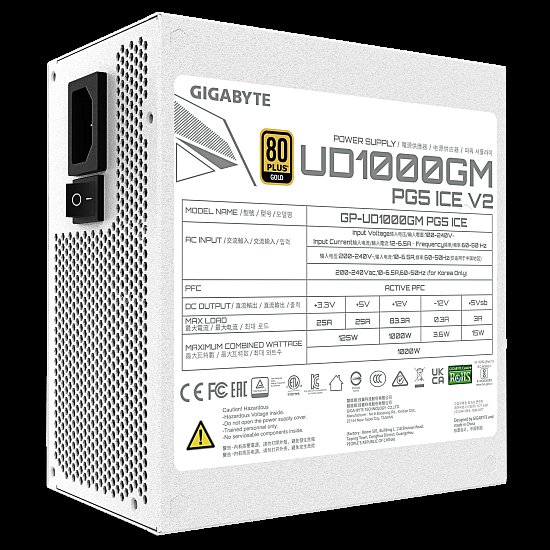 GIGABYTE zdroj 1000W 80PLUS Gold Modular PG5 ICE