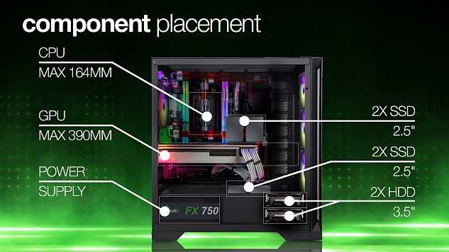 EVOLVEO Ptero Q2G, ATX/4x ARGB 120/sklo čelo+bok