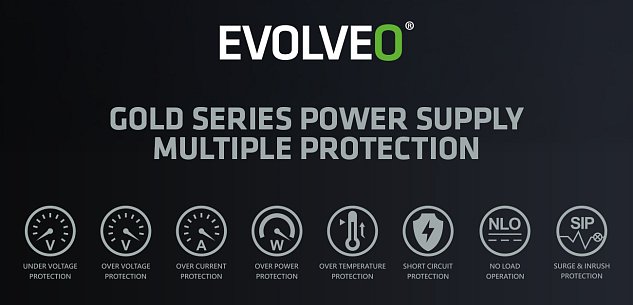 EVOLVEO G650,zdroj650W,ATX3.1,14cm,aPFC,80+GOLD,3YRW