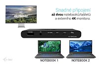 i-tec KVM Docking Station HDMI for 2 hosts, Power Delivery 2x 100W