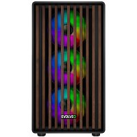 EVOLVEO Panthera, mATX/6x ARGB 120/dřevo+sklo