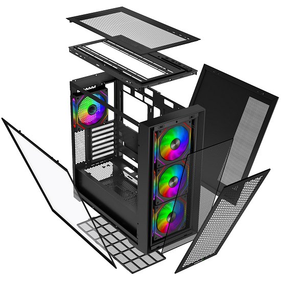 EVOLVEO Rhino, eATX/ATX/4x ARGB/bočnice sklo/mesh