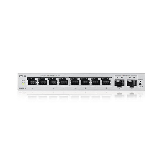 Zyxel GS1200-10 v3, 8 Port Gigabit, 2 x SFP webmanaged Desktop Switch