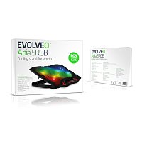 EVOLVEO Ania 5RGB, chladicí podložka pro notebook, 5x ventilátor, RGB podsvícení