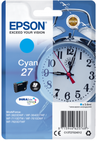 Epson Singlepack Cyan 27 DURABrite Ultra Ink