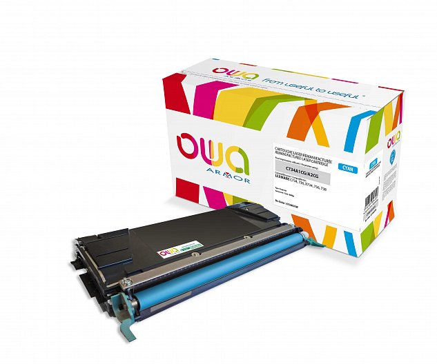 OWA Armor toner pro LEXMARK C734A1CG, modrá/cyan