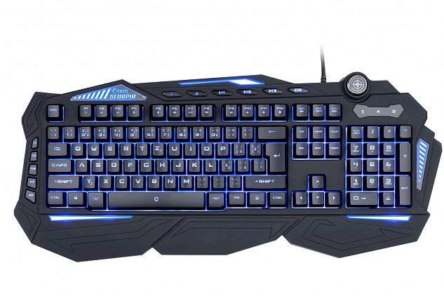 Herní klávesnice C-TECH Scorpia V2 (GKB-119), pro gaming, CZ/SK, 7 barev podsvícení, programovatelná