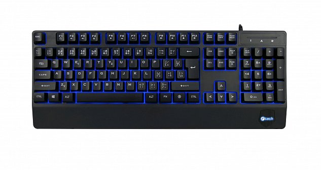 Klávesnice C-TECH KB-104BK, USB, 3 barvy podsvícení, černá, CZ/SK