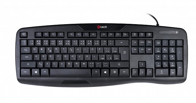 Klávesnice C-TECH KB-107 USB, ERGO,  černá, CZ/SK