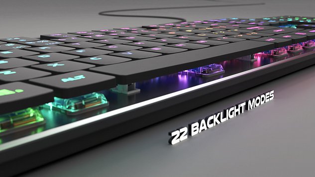 Plochá mechanická klávesnice Genesis Thor 420 RGB US, Content Slim Blue switch, software